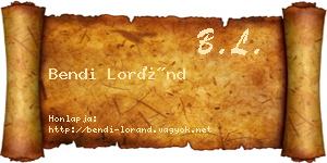 Bendi Loránd névjegykártya